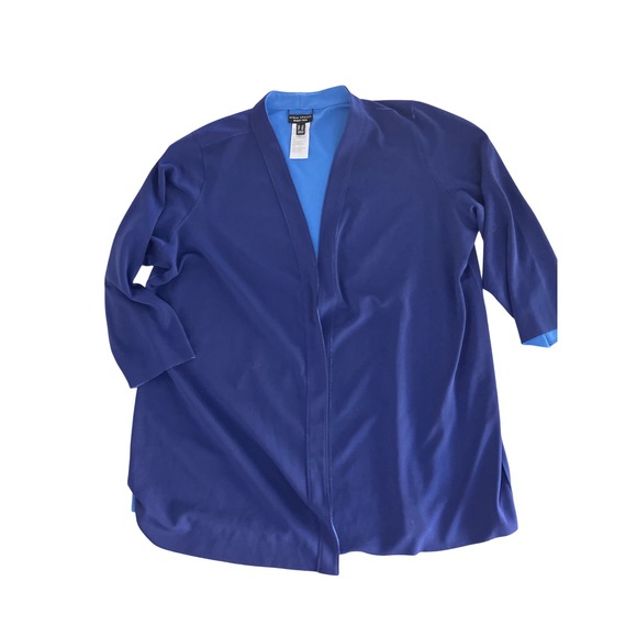 Susan Graver Sweaters - Susan Graver Everyday‎ Blue Liquid Knit Open Front Cardigan Sweater 2X Capsule